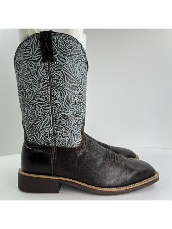 Twisted X Shoes - Twisted X Western Boots Womens Sz 9.5B Antibacterial Tooled Floral Leather Brown